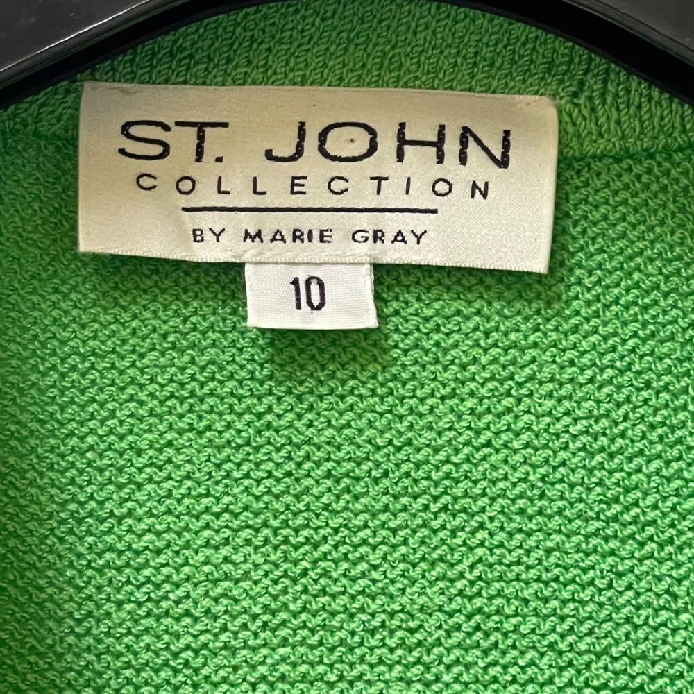 Vintage St. John Collection By Marie Gray Santana Knit Green Blazer Jacket Sz 10 - Picture 3 of 16